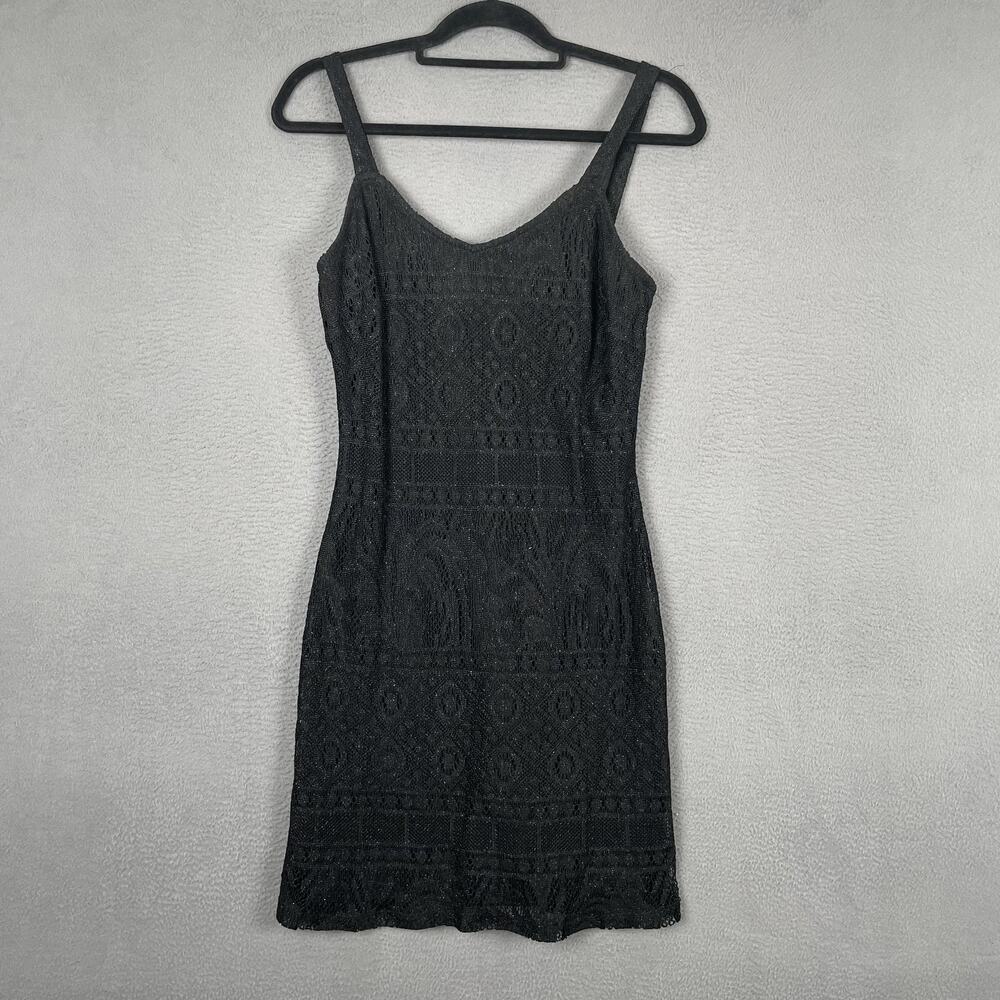 CDC Dress Womens 4 Black Lace Bodycon Sleeveless V Neck Cocktail Party Mini